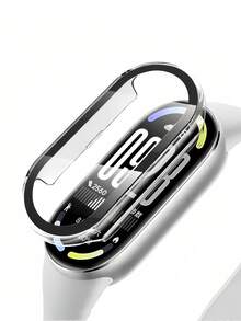2合1 硬殼 + 螢幕保護膜，適用於小米手環 Mi Band 10/9/8/7/6/5/4/3 NFC，防指紋、防水、耐磨、防刮、全覆蓋、高畫質智慧手環保護膜，防震抗衝擊，適用於小米手環 10 9 8 7 6 5 4 3 - 無色 - 查看 10