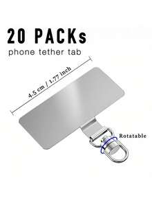 20Pcs Universal Phone Lanyard Clips,Anti-Loss Phone Lanyard Patches,Ultra-Thin Phone Tether Patch Connectors With D-Ring,Suitable For All Phone Cases - Silver - View 5