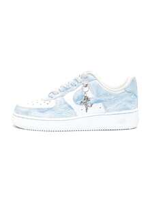 Nike Air Force 1 First Day Of The Year Culture CNY Horse Year Men's Sneakers, White/Red/Gold Leather Lace-Up Casual Shoes For Luna - Blue - View 2
