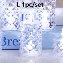 1/3/12/24PCS Crystal Diamond LED Candle Lights, Battery Powered Flameless Electronic Candles, LED Decorative Tea Candles, Suitable For Wedding Decor, Desktop Decor, Holiday Decoration, Home Party Decor, Bedroom Decor, Christmas Decor Lights - White Light - View 24