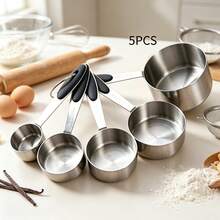 Black Silicone Handle Measuring Cup And Spoon With Clear Markings, Suitable For Dry Or Liquid Ingredients, Cooking Accessories, Baking Essentials, Modern Kitchen Tools, Kitchen Utensils, High-Quality Spoon, Dry Ingredient Spoon - Black - View 10