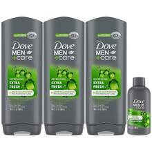 Dove Men+Care Body + Face Wash, Extra Fresh 3-Pack + Travel-Size, 24H Nourishing MicroMoisture - Extra Fresh - View 9