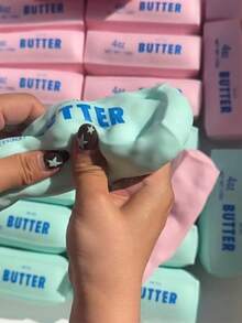 Colors Butter Stick Squishy, 4oz Realistic Butter Bar Shape, Soft Squeezable Fast Rebound Stress Relief Fingertip Toy, Pink Green Yellow Optional, Crispy Touch, Decompression Squeezing Sound, Desktop Gadget, ASMR Prop, Creative Gift, Non-Edible - Multicolor - View 11