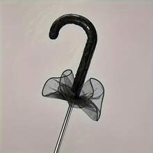 Elegant Romantic Lace Wedding Umbrella, Romantic Bride Lace Parasol With Ruffle Decor, Perfect For Photography Studio, Wedding, Party Use 7AFQ - F-Black - View 6