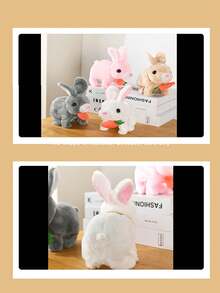 1pc Electric Plush Realistic Rabbit Toy, Cute Animal Model, Can Walk, Bark, Movable Ears, Adorable Pet Doll, Roleplay Holiday Gift - Multicolor - View 9