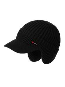1pc Unisex Autumn/Winter Knitted Beanie Hat With Brim And Ear Flaps, Warm And Windproof Knitted Cap For Daily Outdoor Wear - Multicolor - View 9