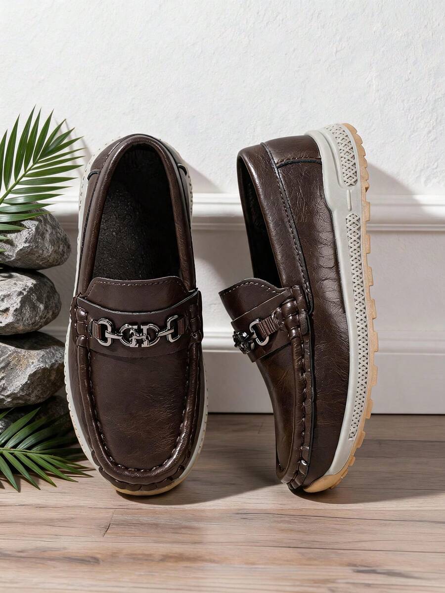2026 New Korean Style Kids Casual Slip-On Lightweight Versatile Non-Slip Bean Sole Shoes - Coffee Brown - View 1