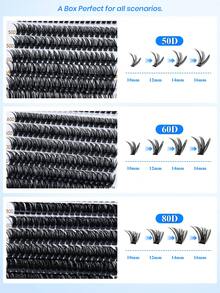 RITALASH RITA 2560/640pcs Single Cluster False Eyelash Extension Set 10D+20D+30D+40D+50D+60D+80D Dense Lash Clusters With Lash Glue, Sealer And Tweezers 10-16mm 7-Style Mixed Lash Cluster Set - Black - View 4