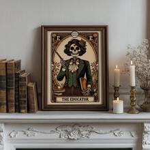 1pc Frameless Educator Skeleton Tarot Mystical Halloween Poster Wall Art Dorm Decor Gift - Multi-color - View 1