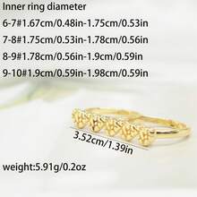 1pc Women's Gold-Plated Double Finger Ring, Five-Link Heart Textured Ring Face Elegant Ring, Romantic Accessory Suitable For Dating, Daily Wear And Party - Gold - View 2