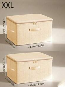 Zippered Lid Storage Box, Storage Box With Handle, Foldable Cube Storage Basket With Lid, Wardrobe Clothing Storage Container, Creative Wardrobe Storage, Suitable For Various Underwear And Dresses, Also Suitable For Wardrobe Or Underbed Storage. - Beige - View 8