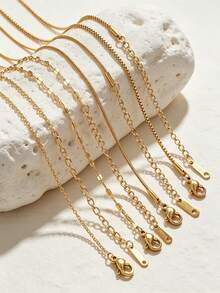 5 Pcs 18K Gold-Plated Stainless Steel Cross, Coiled Snake, And Box-Shaped Necklace Chains For DIY Pendant Jewelry Making Materials - Chain - View 2