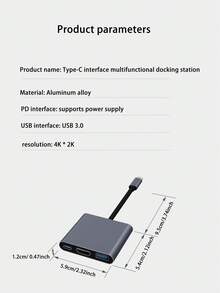 3-In-1 Type-C Multi-Function Hub, Type-C Adapter With 4K HDTV, USB3.0 And USB-C Charging Port, Digital AV Splitter For MacBook, Galaxy S8/S9 And Laptops. (Please Ensure Your Phone Supports HDTV Connection Before Purchase) - Multicolor - View 11