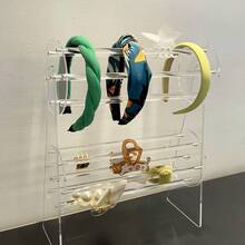 1pc Double/Single Layer Hair Claw Holder, Hair Hoop Storage Rack. Acrylic Material 360° Rotating/Fixed Hair Accessory Storage Rack, Suitable For Bathroom Hair Accessory Storage And Countertop Display - Transparent Acrylic Hair Tie Holder. Women's And Girls' Hair Tie And Hair Accessory Storage Rack, Crystal Hair Accessory Storage Rack Is The Perfect Choice For Gender Reveal Party, Birthday, Wedding, Party, Perfect Gift For Colleagues, Friends And Family, Back To School Season Essential - Clear - View 2