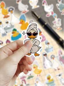 50pcs Bath Duck Stickers For Decorating Planner, Diary, Scrapbook, Notebook, Luggage, Guitar, Black & White Notebook, Tablet, Water Bottle, Phone, Christmas Gift Decoration - Multicolor - View 3