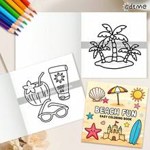 GDTME Beach Fun Themed Coloring Book: Bold-Easy Patterns Coloring Book For Adults And Children, Abundant Summer Beach Illustrations Coloring Pages, Holiday Present For School Supplies, Halloween, Christmas And Various Party Gatherings - Beach Fun - View 3
