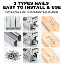 3-In-1 Manual Stapler Set, Heavy Duty Multi-Purpose Staple Gun, Jam-Free & , Adjustable Force, No Air Compressor Required, Ideal For Upholstery, Picture Frames, Banner Fabric, Woodworking, Furniture Repairs & DIY Craft Projects - Blue (+600 Pins) - View 7