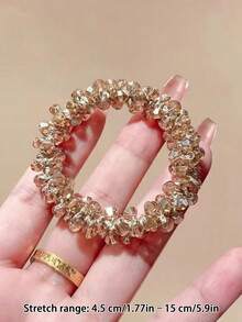 2pcs/1pc Minimalist Rhinestone Decorated Hair Scrunchies, Elastic Hair Ties, Hair Clips For Women,Travel,Birthday - Multicolor - View 19