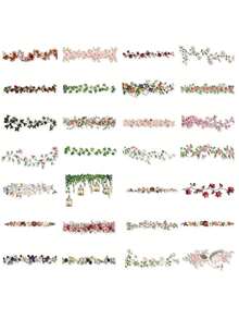 56PCS,Strip Flowers Transparent Stickers,PET Material,Creative And Aesthetic Design Sticker,Suitable For Mobile Phone Cases, Tablets, Laptops, Suitcases, Cars, Notebooks, Helmet, Guitar, Skateboard, Storage Box,Computer - 56 Pieces - View 3
