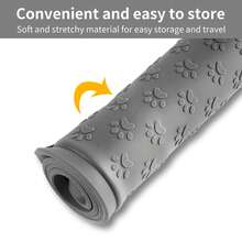 Alfombrilla de silicona con muchas huellas de patas para mascotas, perro y gato, impermeable para prevenir el desbordamiento de comida y agua - Rosa - Ver 8