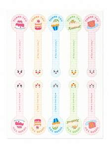 1pc 1-Sheet/10pcs Baking Striped Plaid Stickers, Ins-Style Canning Decoration Thank You Sealing Labels - Multicolor - View 8