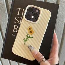 1 buah Casing Ponsel Bahan TPU Motif Bunga Matahari Kecil Bergaris Kuning Kompatibel dengan iPhone 17 Pro Max/17/16 Pro Max/15/13/12/11/ S20 FE/A15/S24/A55/ Note 11/Note 12/Note 13 Pro Pelindung Ponsel Soft Shell Anti-Jatuh Cakupan Penuh - Putih - View 2