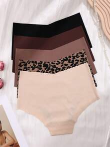 5pcs Women's Multi-Color Sexy Seamless Comfortable Triangle Panties Suitable For Sports And Yoga - Multicolor - View 4