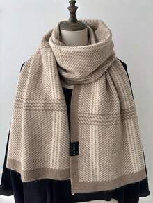 1pc Thickened Autumn/Winter Scarf, Stylish Knitted Woolen Scarf, Soft Warm Neck Warmer, Windproof Thickened Scarf - Multicolor - View 12