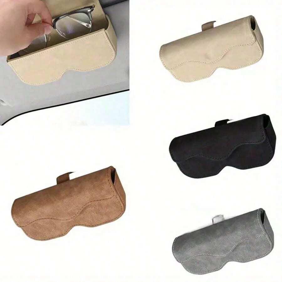 Magnetic Suede Car Fashion Glasses Holder, Sun Visor Glasses Storage Case, Universal Vehicle Eyeglasses Protective Box Car Interior Accessory - A - View 1