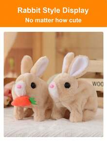 1pc Electric Plush Realistic Rabbit Toy, Cute Animal Model, Can Walk, Bark, Movable Ears, Adorable Pet Doll, Roleplay Holiday Gift - Multicolor - View 11