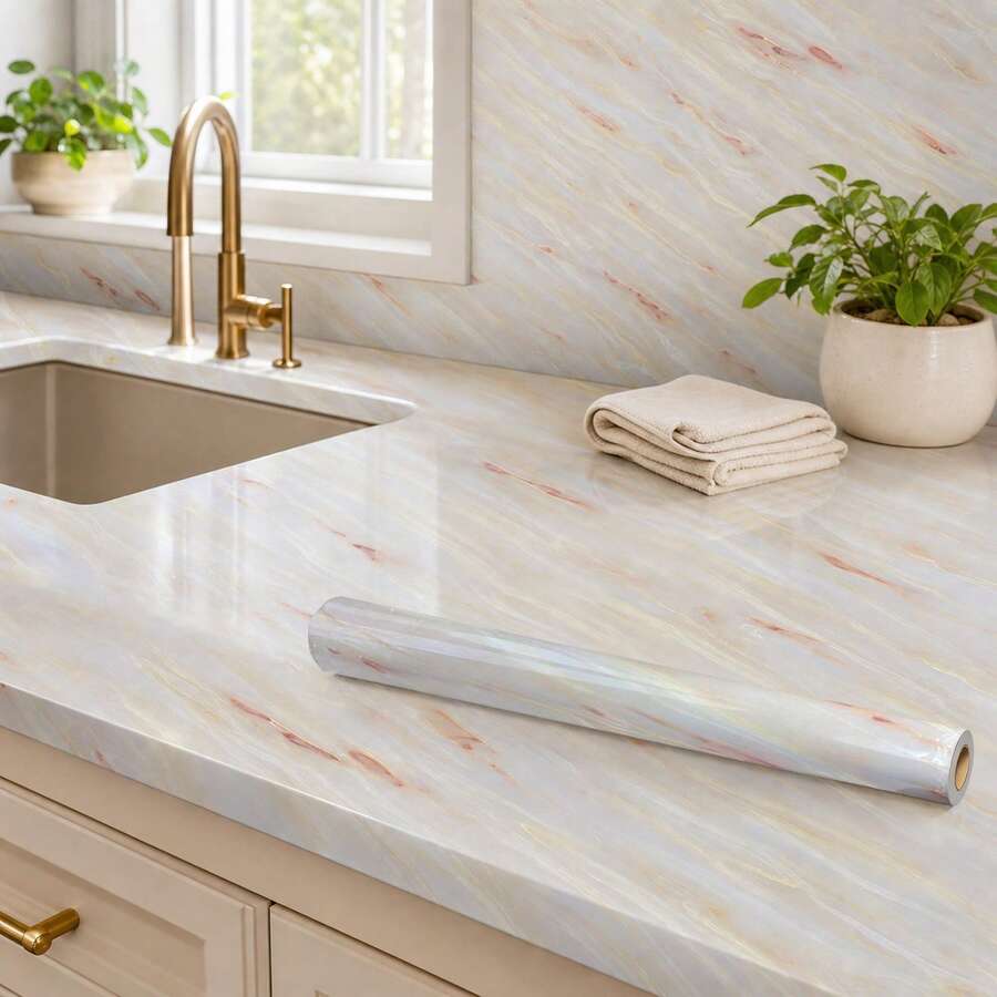 1 Roll Yellow Marble Wallpaper Marble Pattern Renovation Sticker Thickened Version Extra Thick Wallpaper Kitchen Oil-Proof Sticker Heat-Resistant Waterproof Moisture-Proof Mold-Proof Stove Self-Adhesive Wallpaper Tile Wall Cabinet Desktop Renovation Yellow Faux Marble Film Sticker Wall Sticker Home Decor Sticker Winter Decoration Renovation Sticker - Pattern - View 1