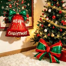 Christmas Bell & Bow Aluminum Foil Balloon Set - Includes 2 Bell Balloons And 2 Bow Balloons - Christmas Tree Hanging Decorations For Holiday Parties - Suitable For Christmas And New Year Decorations - Multicolor - View 2