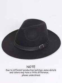 1pc Women's Flat Brim Hat, Polyester Fiber, Decorated With Faux Leather Belt Hatband, Solid Color Versatile, Casual Minimalist - MM2186 - View 8