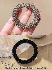 2pcs/1pc Minimalist Rhinestone Decorated Hair Scrunchies, Elastic Hair Ties, Hair Clips For Women,Travel,Birthday - Multicolor - View 15