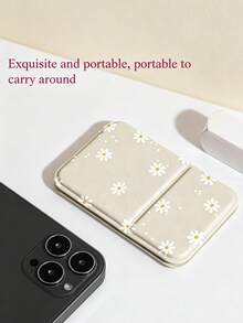 Daisy Pattern Fashionable Portable Makeup Mirror, Folding Mirror, Suitable For Touch-Ups Anytime; Ideal For Home, Dormitory And Office; Folding Mini Design, Easy To Carry; Suitable As Birthday Gift For Women, Girls, Best Friends And Colleagues, Also A Great Holiday Gift For Girlfriend. - Multicolor - View 3