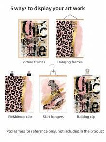 1/3pcs Frameless Leopard Print Pink Black Fashion Collage Wall Art, Chic Modern Luxe Jungle Print Posters, Unique Fun Home Decor For Bedroom, Living Room, Apartment, Dorm, Modern Room Decoration & Best Gift Choice - Multi-color - View 7