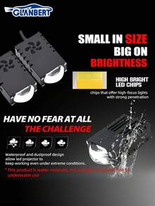 GLANBERT Super Bright Grille Lights, High/Low Beam Driving Lights, Mini Projector Fog Lights, Suitable For Truck/Car/Off-Road/UTV/ATV/Motorcycle, White/Yellow Work Fog Lights - Multicolor - View 8
