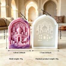 1pc House Resin Silicone Mold, Embossed Moon Castle Villa Shaped Candle Silicone Mold, Suitable For Aromatherapy Candles, Plaster Products, Cement Crafts, Epoxy Resin Drip Glue Decorations, Clay And Soap Molds, DIY Handmade Materials And Tools, Home Decor Ornaments. Various Holiday Gift Items. - Multicolor - View 10