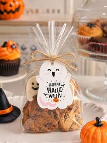 100 thẻ quà tặng Halloween hình ma dễ thương kèm dây treo, phù hợp cho túi kẹo, hộp bánh ngọt, quà tặng tiệc, đóng gói và trang trí lễ kỷ niệm - Nhiều màu - Xem 4