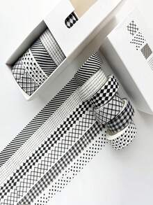Vintage Plaid Pattern Washi Tape, Minimalist Style 1.5cm Wide Planner Tape, Suitable For Student Stationery Decoration, DIY Scrapbooking And Gift Box Packaging, Surprise Gift For Friends - A - View 4