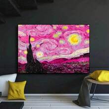 Diamond Painting Kit, Pink Van Gogh Starry Sky Design Diy 5d Diamond Painting Art Kit For Beginner Adults, Round Diamond Used For Home Wall Decoration - Multicolor - View 9