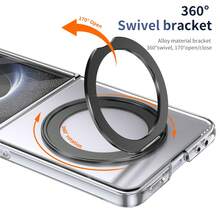 VIETAO 360度旋轉隱形支架透明材質手機殼，適用於 Galaxy Z Flip 8 7 6 5，附強化玻璃螢幕保護貼 - 黑色 - 查看 2