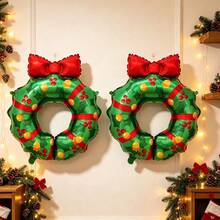 Christmas Bow Wreath Balloon Christmas House Decoration Balloon New Year Party Decoration Door Decoration - Multicolor - View 4