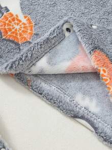 Women's Cute Halloween Ghost Glow-In-The-Dark Flannel Pajama Set, Fuzzy Vest + Shorts, UV Sensitive - Grey - View 7