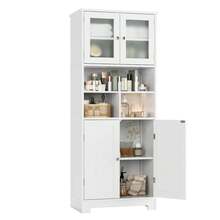 FURCHEN Bathroom Cabinet Bathroom Cabinet With Open Compartment And 4 Doors Wooden Kitchen Cabinet With Adjustable Shelf White 147.5 X 60 X 30 Cm - 白色 - 查看 2