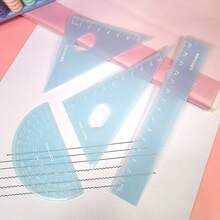 1pc Pink Ruler Set, 4-Piece Set, Macaron Color Scheme, Math Drawing Ruler Set, Includes Straight Ruler, Triangle Ruler, Protractor, Clear And Precise Scale, Transparent Frosted Material, Outstanding Appearance, Comes With Portable Storage Box, Organized And Easy To Store, Smooth Edges, For Hands, Suitable For Student Geometry Drawing, Classroom Calculation, Durable And Not Easily Deformed, Daily Math Learning, Complete Drawing And Measuring Stationery Set, Back To School Recommendation, Christmas, Halloween, Thanksgiving Gift - A - View 9