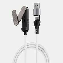 Plug And Play Braided Charging Cable With Stand, Durable Braided Charging Data Cable + 360° Adjustable Metal Stand, Suitable For Gaming, Office, Home Desktop, Fast Charging Cable USB+USB-C To Type-C Multi-Function Charging Cable Compatible With Phone 17/16/15/ Series Devices - Multicolor - View 9