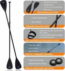LEDONNE SUP Paddle 4-Piece Adjustable Stand Up Paddle Floating Lightweight Portable Kayak Paddle Paddleboard Oar With Aluminum Alloy Shaft, 2 Nylon Blades,3 Million Sets Per Year 500 Bought Monthly - Black - View 3