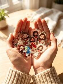 "Jesus & Lamb" Acrylic Keychain, "Jesus Loves You" Design, Suitable For Decorating Cars Or Bags, Prayer Gift For Men And Women, Ideal Gift For Parents, Graduates And Teachers, Also As Anniversary Gift (Random Style) - Multicolor - View 4