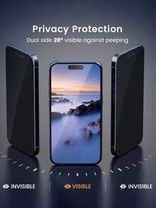 CASECOPS 2pcs Privacy Tempered Glass Screen Protector, Full Coverage Privacy Protection, Anti-Peeping, Anti-Oil, Anti-Scratch, Anti-Fingerprint, Strong Adhesion, Drop Protection, Smooth Touch, Sensitive Touch, Perfect Fit For Dynamic Island Function. Compatible With IPhone X/11/12/13/14/15/16/17/17Pro Max All Series Models, Premium Phone Accessories Screen Privacy Protector, True Anti-Peeping, Full Protection For Your Phone Screen And Privacy - Black - View 3